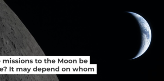 Earth draws closer to passing behind the Moon in this image captured by the Artemis II crew during their lunar flyby. NASA